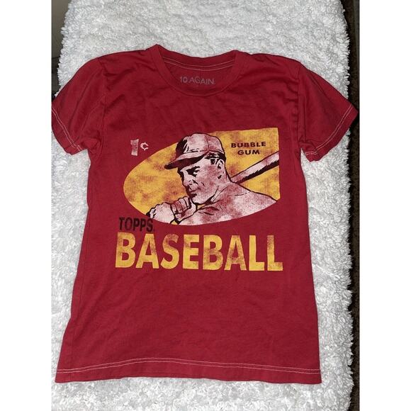 10 Again Boys Sz. 7 Red “ Topps” Baseball Tee. Exc. Cond - Picture 1 of 7